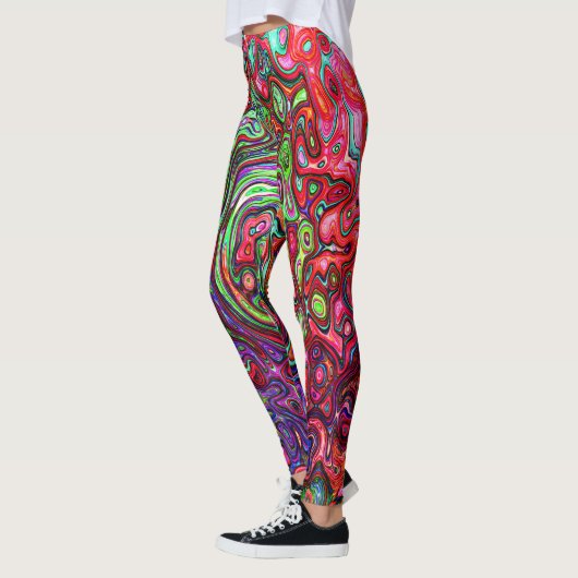 Wasserfarbenroter Groovy Abstrakt Retro Liquid Swi Leggings (Links)