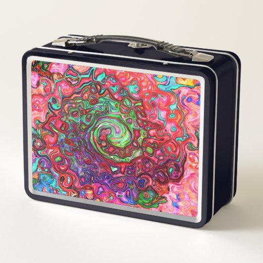 Wasserfarbenroter Groovy Abstrakt Retro Liquid Swi Metall Brotdose (Rückseite)