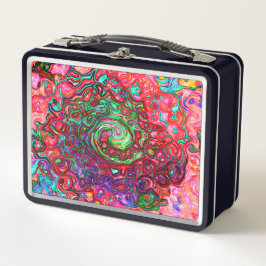 Wasserfarbenroter Groovy Abstrakt Retro Liquid Swi Metall Brotdose