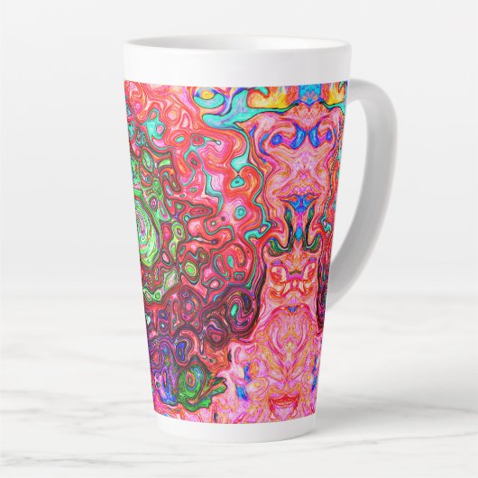 Wasserfarbenroter Groovy Abstrakt Retro Liquid Swi Milchtasse (Rechte Ecke)