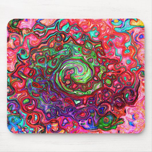 Wasserfarbenroter Groovy Abstrakt Retro Liquid Swi Mousepad (Vorne)