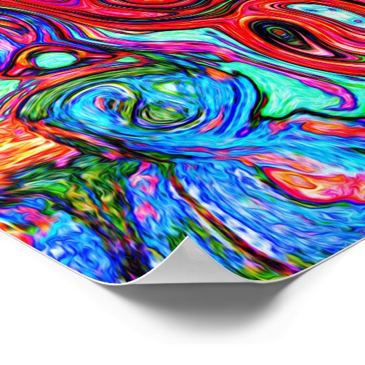 Wasserfarbenroter Groovy Abstrakt Retro Liquid Swi Poster (Ecke)