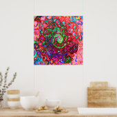 Wasserfarbenroter Groovy Abstrakt Retro Liquid Swi Poster (Küche)