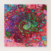 Wasserfarbenroter Groovy Abstrakt Retro Liquid Swi Puzzle (Horizontal)