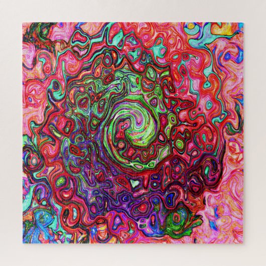 Wasserfarbenroter Groovy Abstrakt Retro Liquid Swi Puzzle (Vertikal)
