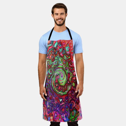 Wasserfarbenroter Groovy Abstrakt Retro Liquid Swi Schürze (Getragen)