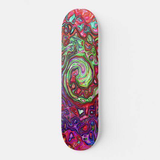 Wasserfarbenroter Groovy Abstrakt Retro Liquid Swi Skateboard (Vorderseite)