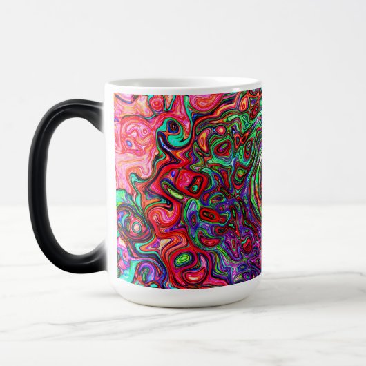 Wasserfarbenroter Groovy Abstrakt Retro Liquid Swi Verwandlungstasse (Links)