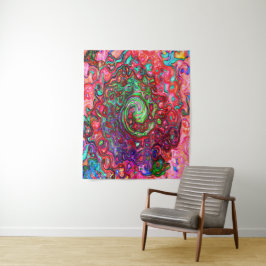 Wasserfarbenroter Groovy Abstrakt Retro Liquid Swi Wandteppich