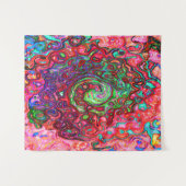 Wasserfarbenroter Groovy Abstrakt Retro Liquid Swi Wandteppich (Vorderseite (Horizontal))