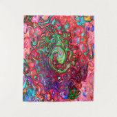 Wasserfarbenroter Groovy Abstrakt Retro Liquid Swi Wandteppich (Vorderseite)