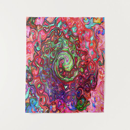 Wasserfarbenroter Groovy Abstrakt Retro Liquid Swi Wandteppich (Vorderseite)