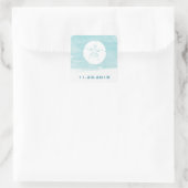 Wasserfarbensand-Dollar-Hochzeitdatum Sticker (Tasche)