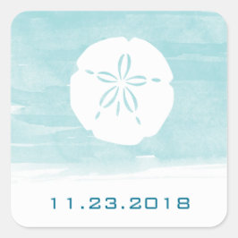 Wasserfarbensand-Dollar-Hochzeitdatum Sticker