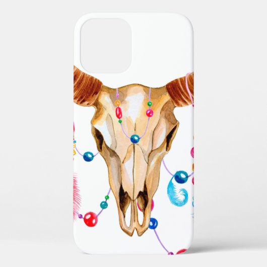 Wasserfarbenschädel auf weiß Case-Mate iPhone hülle (Rückseite)