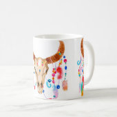 Wasserfarbenschädel auf weiß kaffeetasse (VorderseiteRechts)