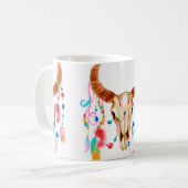 Wasserfarbenschädel auf weiß kaffeetasse (Vorderseite Links)