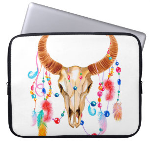 Wasserfarbenschädel auf weiß laptopschutzhülle
