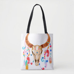 Wasserfarbenschädel auf weiß tasche