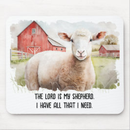 Wasserfarbenschaf mit religiösem Zitat Mousepad