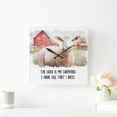 Wasserfarbenschaf mit religiösem Zitat Quadratische Wanduhr (Zuhause)