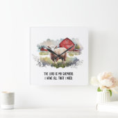 Wasserfarbenschaf mit religiösem Zitat Quadratische Wanduhr (Zuhause)