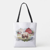 Wasserfarbenschaf mit religiösem Zitat Tasche (Rückseite)