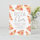 Wasserfarbenscheibe | Pizza & Beer Housewarming Pa Einladung (Stehend Vorderseite)
