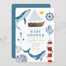 Wasserfarbenschiff, Sailor Whale Sea Babydusche