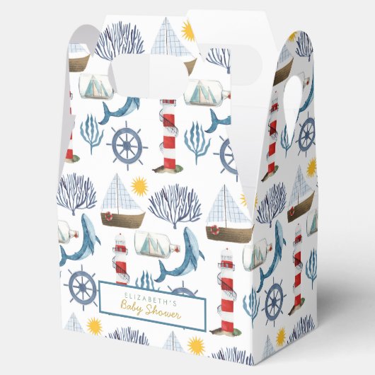 Wasserfarbenschiff, Sailor Whale Sea Babydusche Geschenkschachtel (Geöffnet)