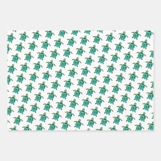 Wasserfarbenschildkröten Geschenk Welpen Geschenkpapier Set (Vorderseite 2)
