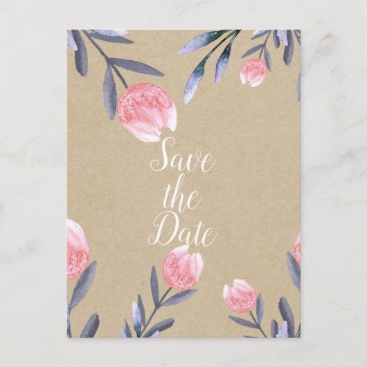 Wasserfarbenschildkröten Save the Date Peach Sprin Ankündigungspostkarte (Vorderseite)