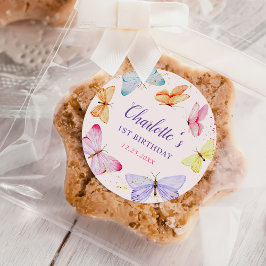 Wasserfarbenschmetterling 1. Geburtstag Runder Aufkleber