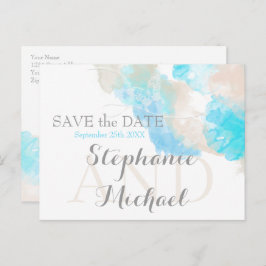 Wasserfarbenschmetterling Aquamarin Ivory Taupe Sa Ankündigungspostkarte