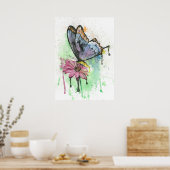 Wasserfarbenschmetterling auf einem rosafarbenen B Poster (Küche)