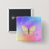 Wasserfarbenschmetterling Button (Vorne & Hinten)