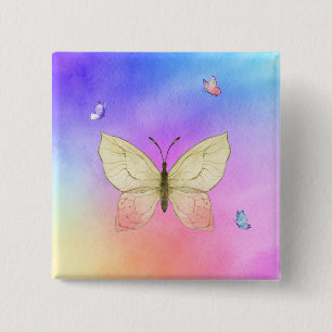 Wasserfarbenschmetterling Button