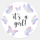 Wasserfarbenschmetterling Es ist eine Baby-Dusche Runder Aufkleber (Vorderseite)