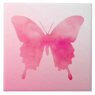 Wasserfarbenschmetterling - Fuchsia und Pink Fliese