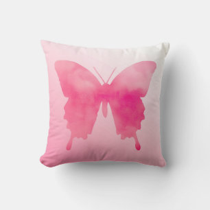 Wasserfarbenschmetterling - Fuchsia und Pink Kissen