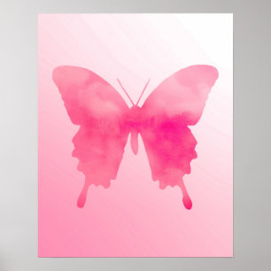 Wasserfarbenschmetterling - Fuchsia und Pink Poster