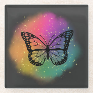 Wasserfarbenschmetterling Glasuntersetzer