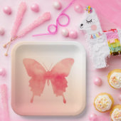 Wasserfarbenschmetterling - Korallen und Pfirsich Pappteller (Party)