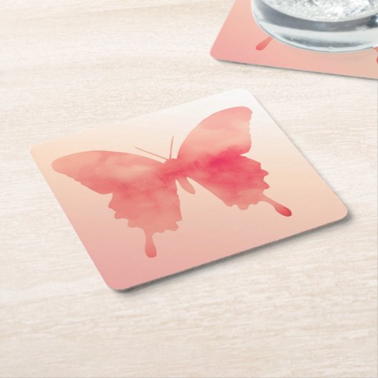 Wasserfarbenschmetterling - Korallen und Pfirsich Rechteckiger Pappuntersetzer (angewinkelt)