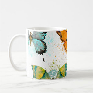 Wasserfarbenschmetterling Nahtloses zartes Muster Kaffeetasse