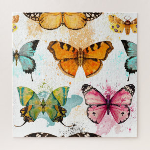 Wasserfarbenschmetterling Nahtloses zartes Muster Puzzle