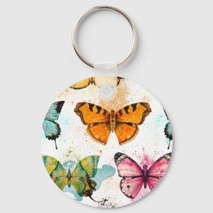 Wasserfarbenschmetterling Nahtloses zartes Muster Schlüsselanhänger
