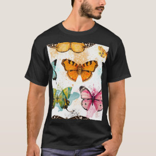 Wasserfarbenschmetterling Nahtloses zartes Muster T-Shirt