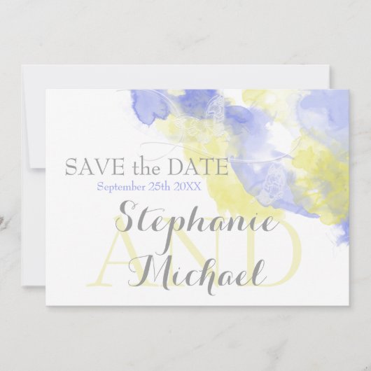 Wasserfarbenschmetterling Periwinkle Lemon Savethe Save The Date (Vorderseite)