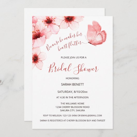 Wasserfarbenschmetterling | QR-Brautparty Einladung (Vorne/Hinten)